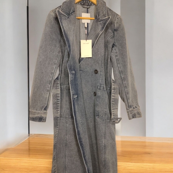Anthropologie Avec Les Filles Denim Trench Coat Belted Double Breasted. Size M - Picture 9 of 12